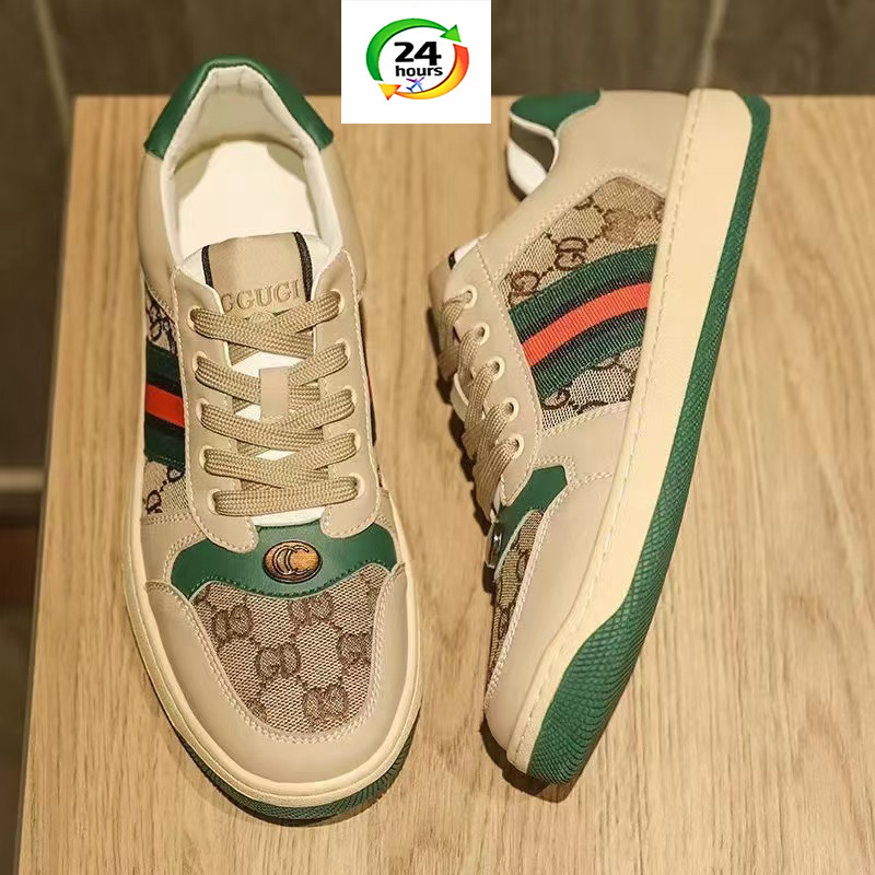 Designer Shoes Women Flat Retro Sneakers Screener Shoes Rhinestone Vintage Shoes Classic Green Blue Pink Low Top Leather Ace Bee Tennis shoes A10/10
