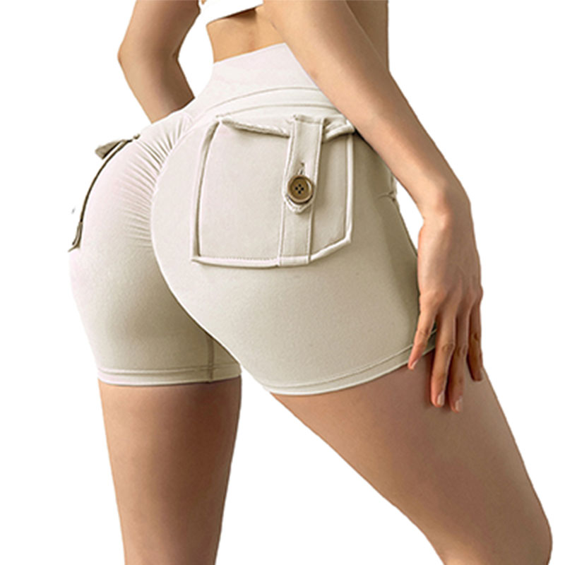 Tight-Fitting Spandex Shorties With Built-In Pocket Design Suitable for Various Exercises
