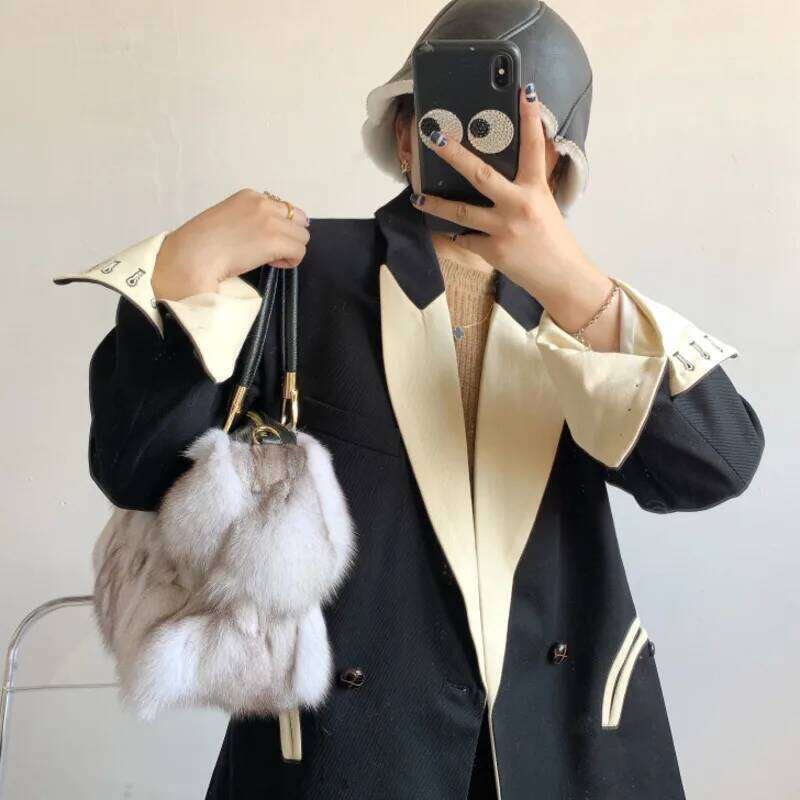 Designer bag 52 Handbag Single Diagonal Cross Furry For Women Evening Handbags Sier Fox Fur Large Shoulder Bag