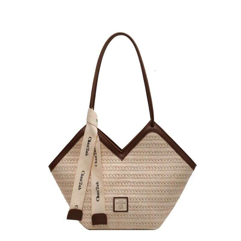 Woven Straw Women's Large Capacity New Summer Versatile Shoulder Texture Popular Commuter Tote Bag