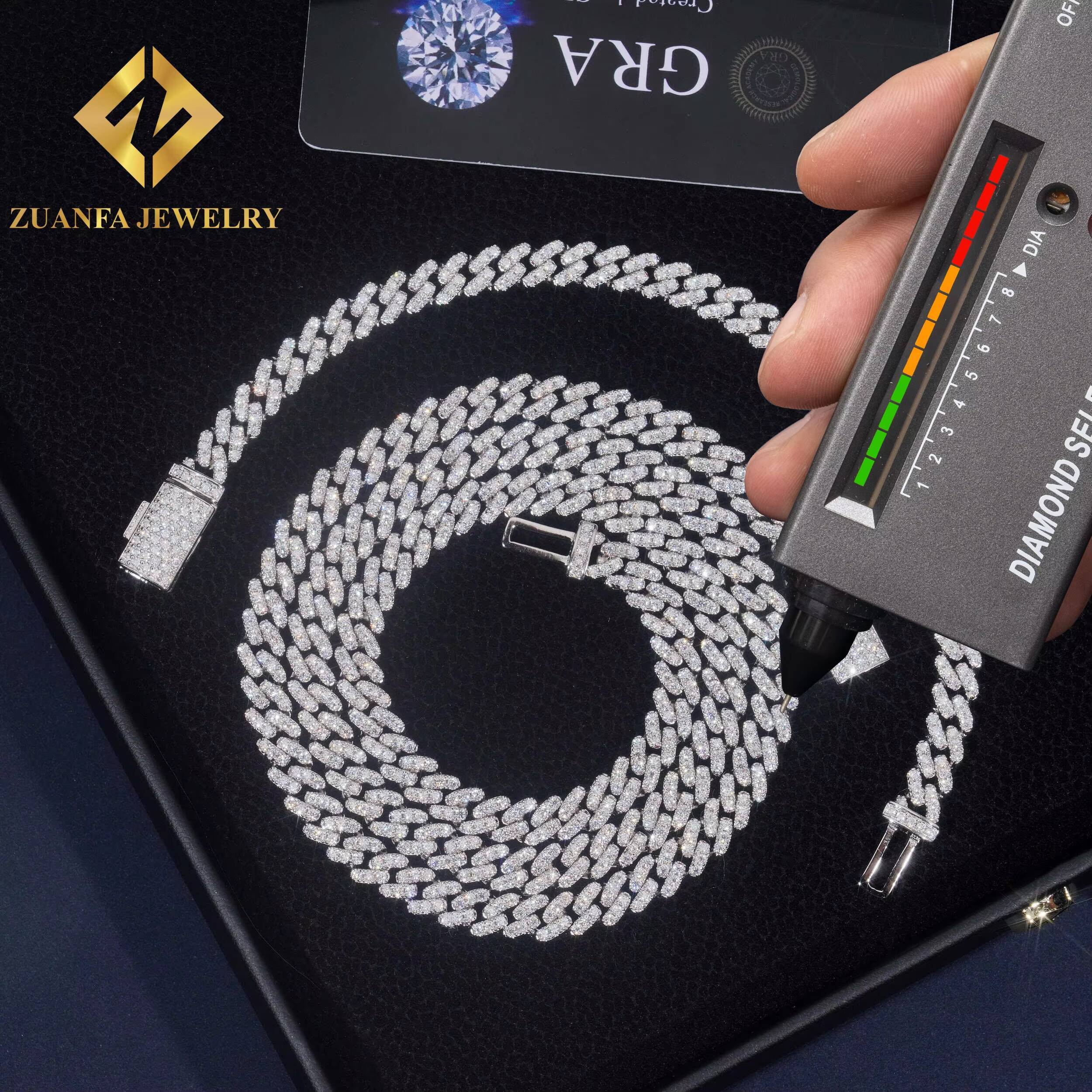 Hot Sale Pass Diamond Tester Fire Jewelry Fashion Hip Hop Style 6mm Moissanite Cuban Link Chain Necklace 925 Sterling Silver