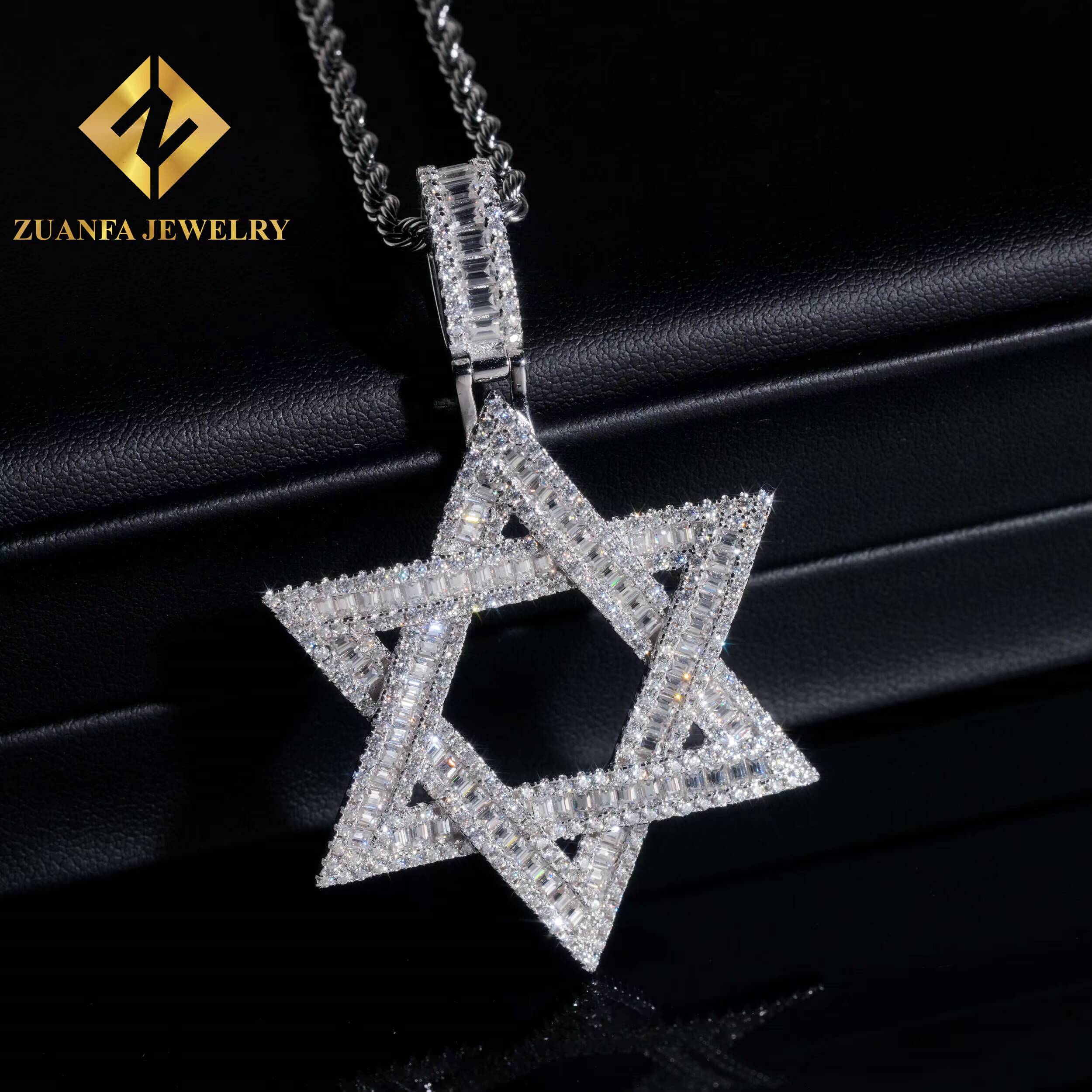 Pass Diamond Tester Baguette Moissanite Pendant Star Design Hiphop Jewelry 925 Silver 18K Gold Plated Pendant Fine Jewelry