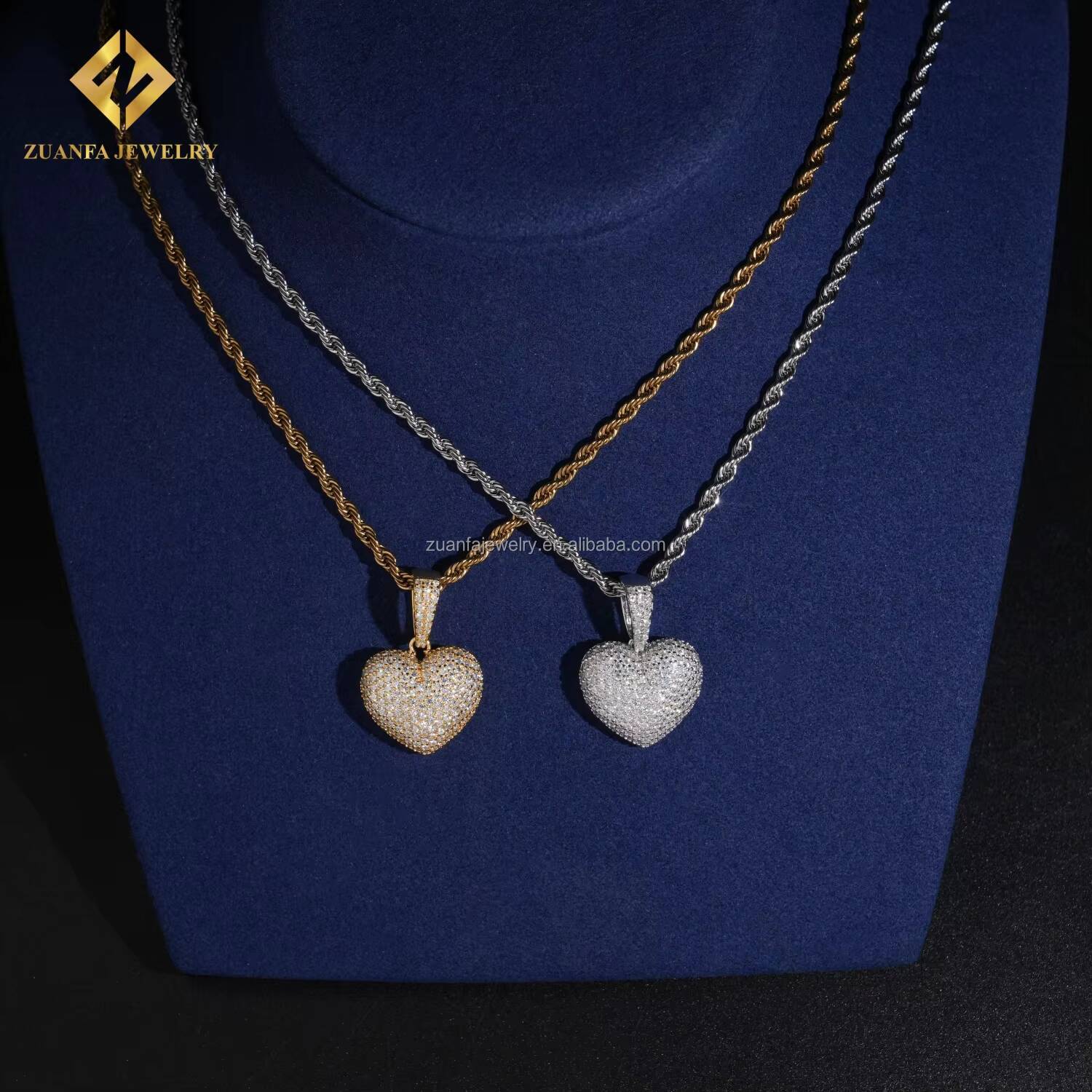 Drop Shipping Ship From USA Local Stock GRA Certificate Iced Out Hip Hop Jewelry 925 Silver Moissanite Diamond Heart Pendant