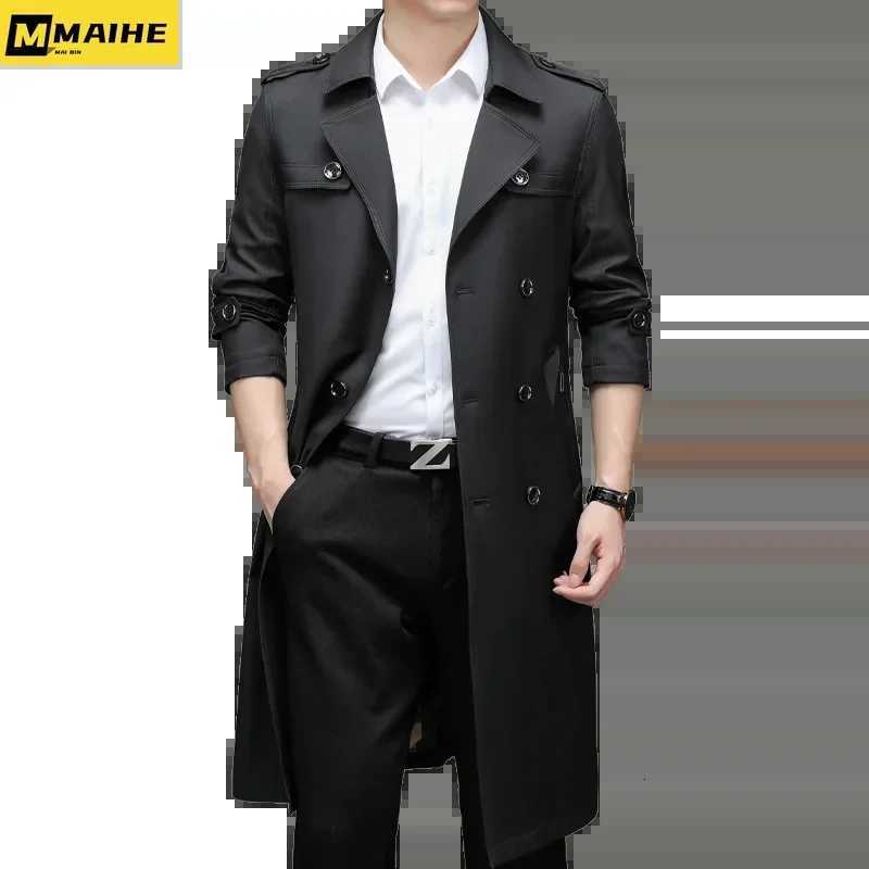 Luxurious Super Long Windbreaker Double-Breasted Trench Coat Mens Cotton Polyester Classic British Fashion Coat Brand Clothing W250815