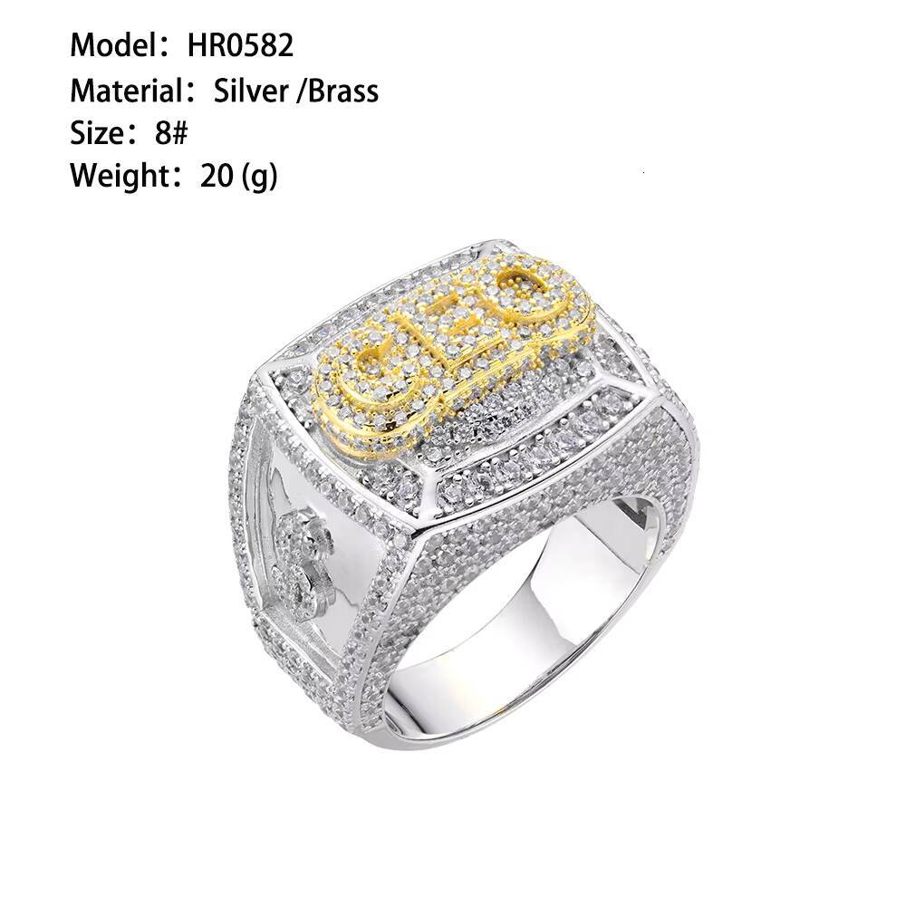Hip Hop Fine Jewelry Iced Out Moissanite Dia Gold Plated Real Sterling Sier CEO Letter Dollar Signs Rings for Men