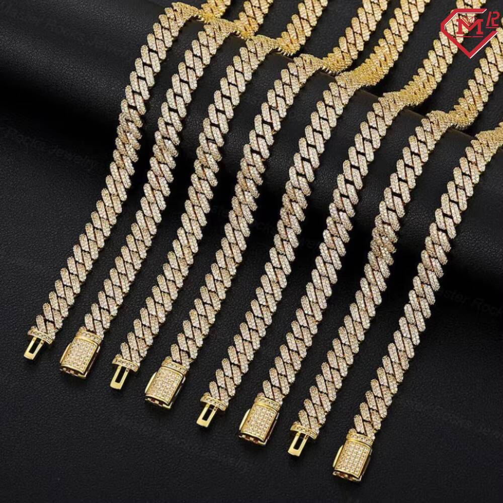 Hiphop 6mm 8mm 10mm Custom Cuban Chain 925 Sterling Silver Iced Out Vvs Moissanite Cuban Link Chain
