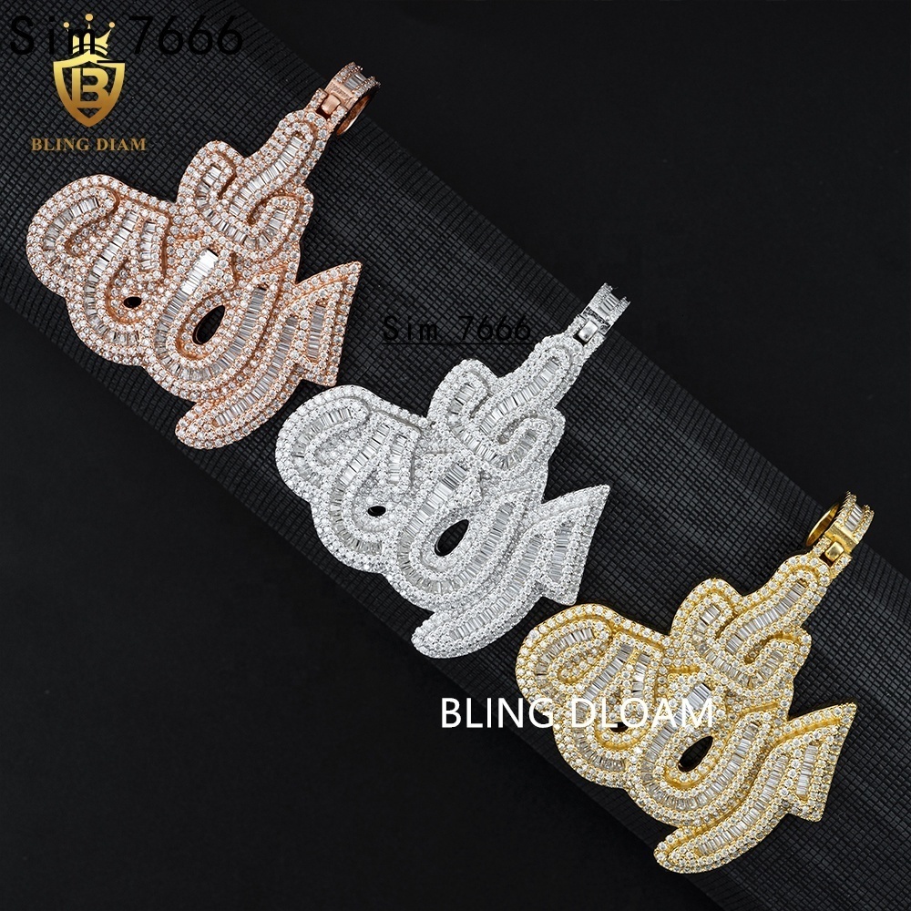 Luxury Jewelry 925 Sterling Silver Vvs Moissanite Diamond Custom Name Pendant