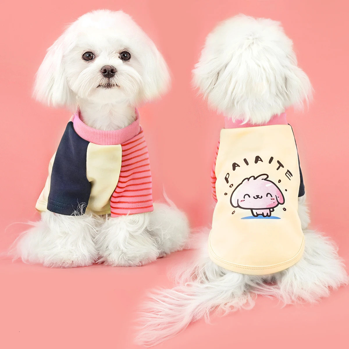 Colorful Dog TShirt with Sleeves Adorned Cute Puppy Prints HighQuality Fabric for a Stylish and Elegant Look 250814