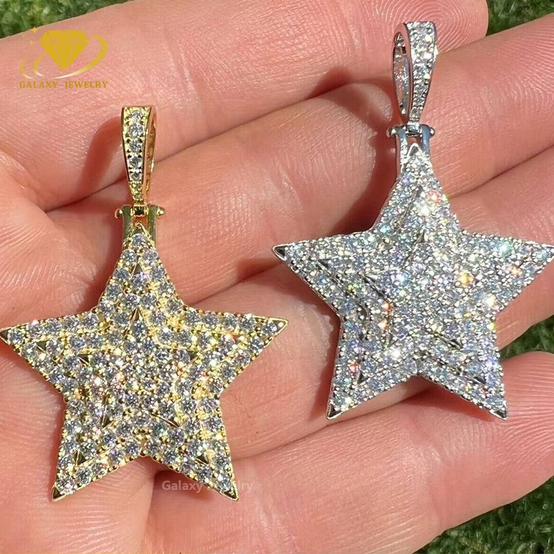 Passes Diamond Tester Bling Jewelry Charm Hip Hop Iced Out 925 Sterling Silver VVS Moissanite Custom Star Diamond Pendant
