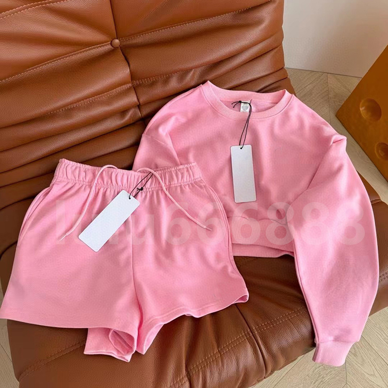 Yoga setsSpring and summer new sports casual hoodie elastic waist drawstring elastic shorts set for women sport sets