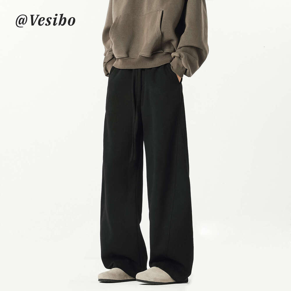 American High Street Scimitar Men's Autumn Trendy Brand Spliced Wide Leg Sports Sweatpants Versatile Straight Casual Pants B5