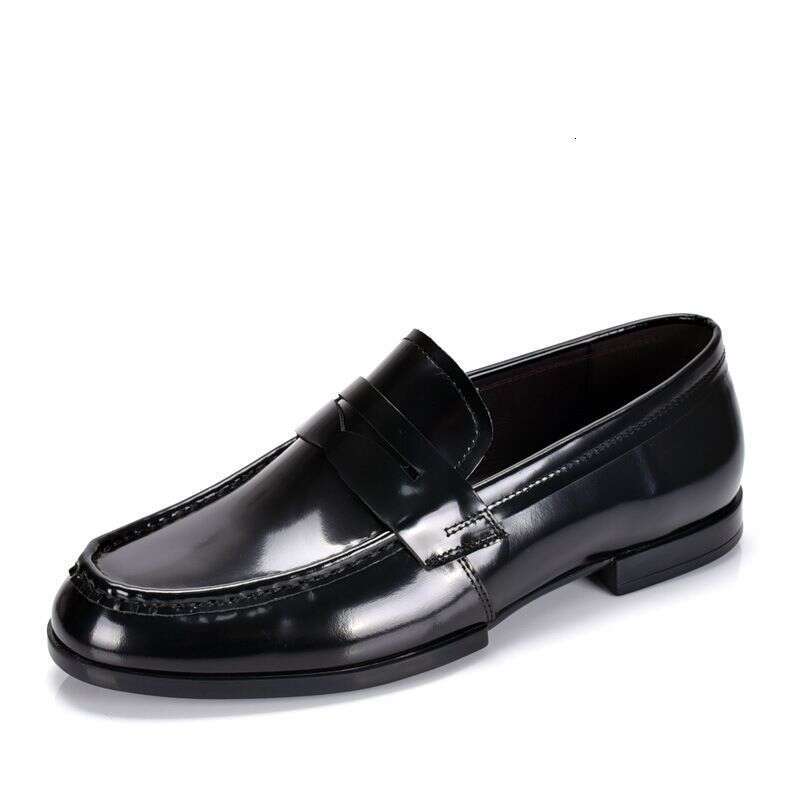 Real Loafers One Foot Shiny Shoes Men, British Patent Leather For Business And Leisure, Handmade Bean Shoes, Cowhide