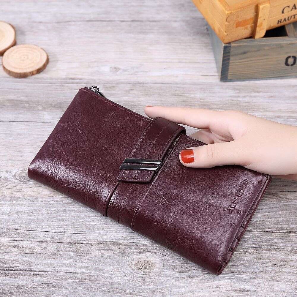 Modern Paul Fashion Women's Wallet Oil Wax Leather Double Zipper Coin Purse Long Clutch for Women designer wallet B5 B5