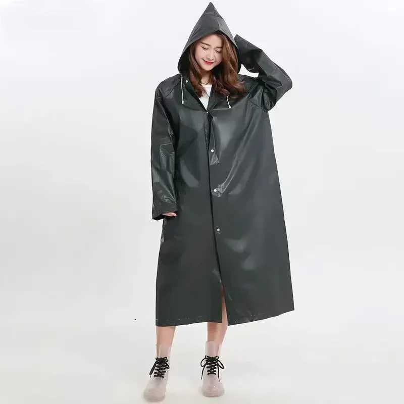 High Quality EVA Unisex Raincoat Thickened Waterproof Women Men Black Camping Waterproof Rainwear Suit Y250814