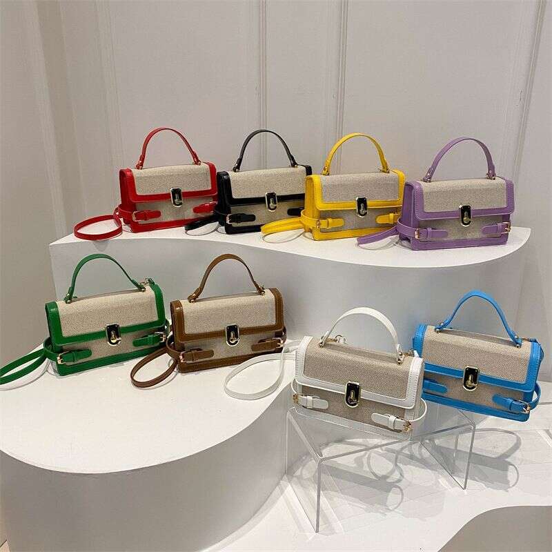 Contrast Color Stylish Ins Hand Held Single Shoulder Crossbody Women's Small Square Bag