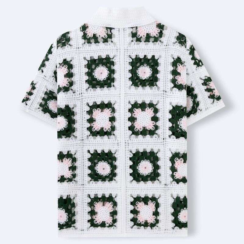 Men's Clothing Retro Crochet Sweater Casual Versatile Hollow Short Sleeved Knitted Shirt