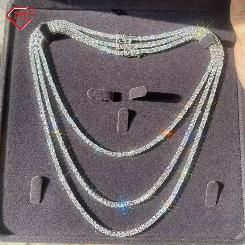 Ready to Ship 2-6mm Tennis Necklace Bracelet 925 Silver VVS Moissanite Diamond Tennis Chain