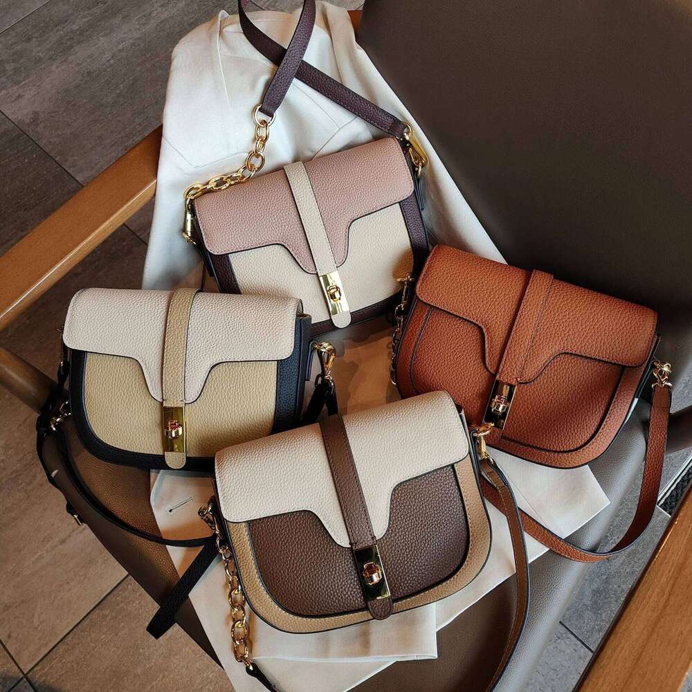 Designer Bags 2024 New Collision Color Underarm Saddle Genuine Leather Women's Head Layer Cowhide Single Shoulder Crossbody Bag Luxury Bag