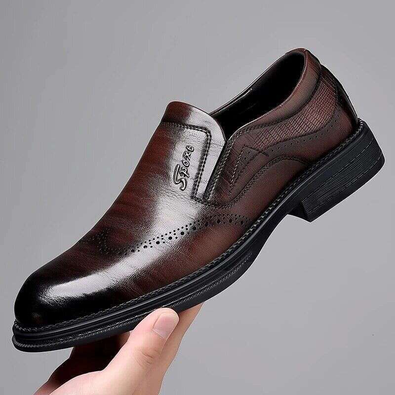 Autumn Classic Comfortable Slip on British Style Male Casual Leather Shoes Men Wedding Dress Loafers Mens Lightweight