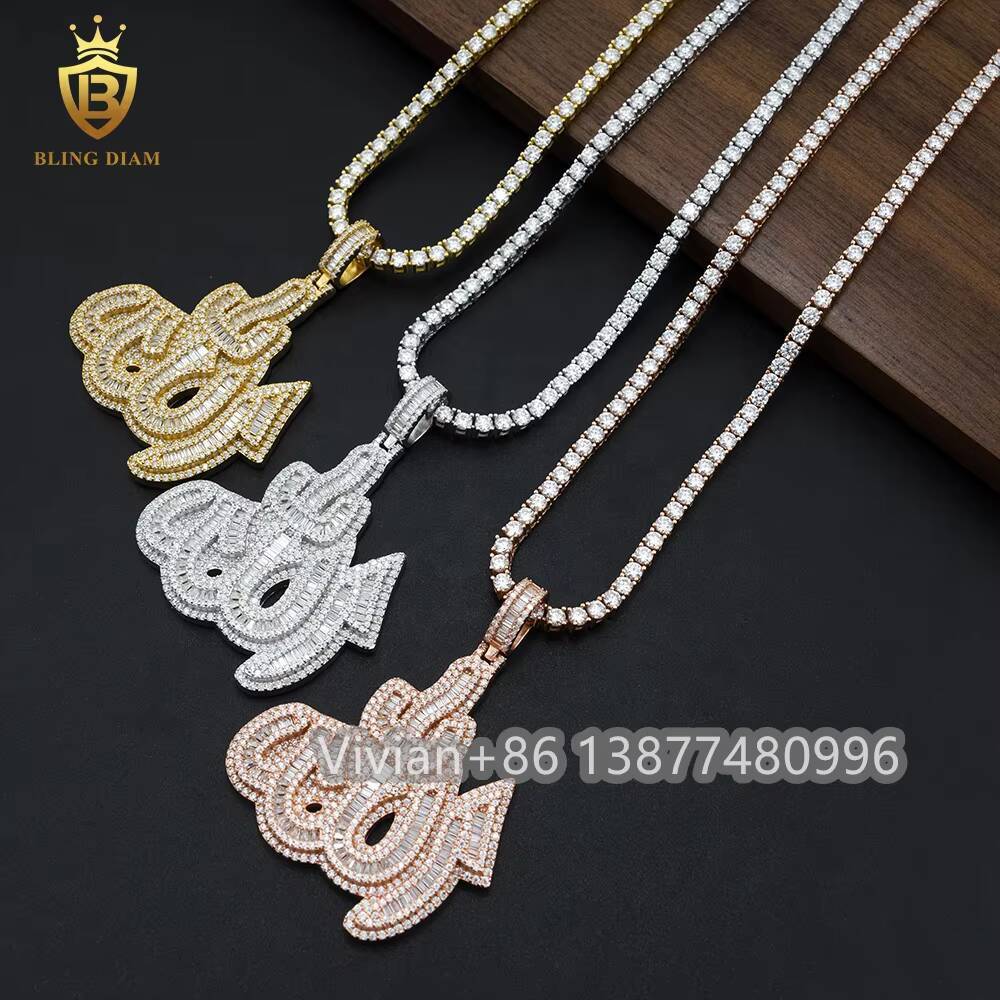 Luxury Jewelry 925 Sterling Silver Vvs Moissanite Diamond Custom Name Pendant