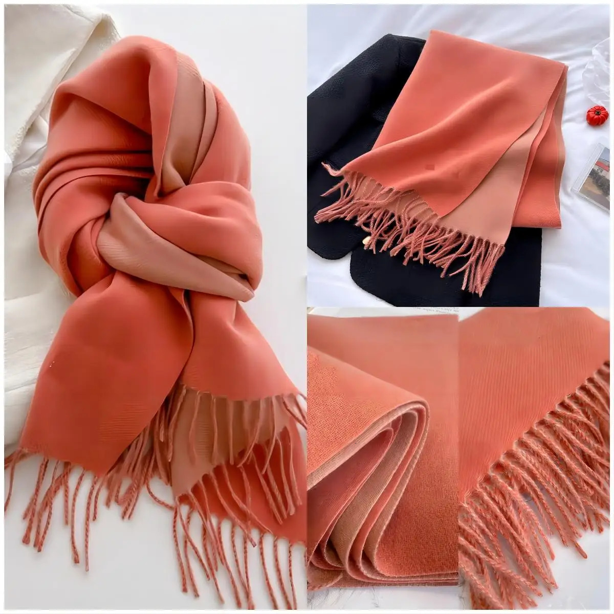 Golexury Winter Double Side Cashmere Scarf Soft Warm Wool Scarves Pashmina Shawl Black Mens Poncho Cashmere Scarf 250808