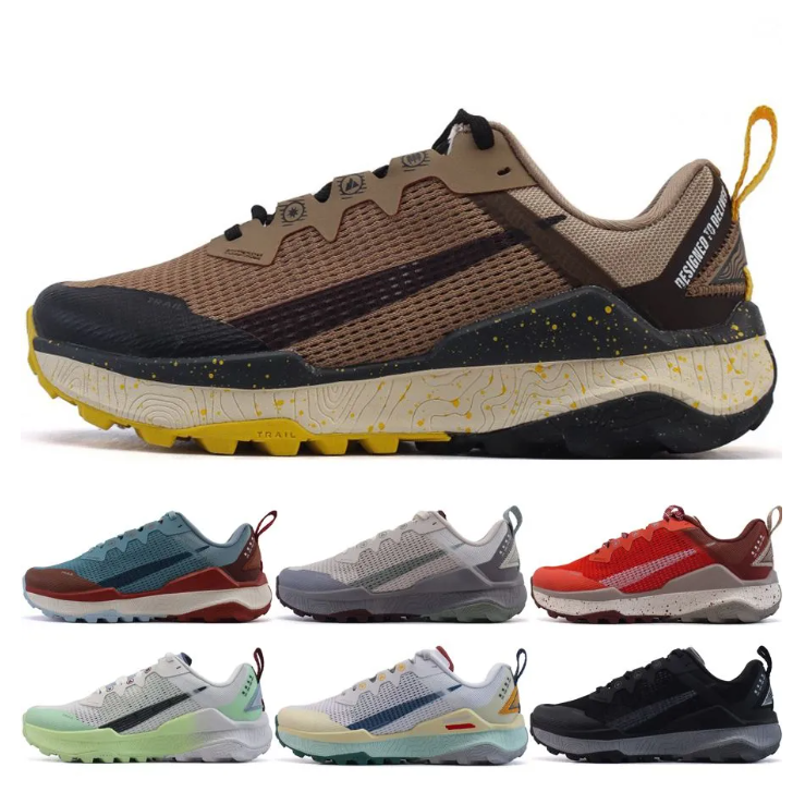 Top Wildhorse 8 Men Trail Running Shoes 8s Designer Trainers Khaki Vivid Sulfur Black Cool Grey Picante Red Denim Turquoise Mens Outdoor Sneakers Size 39-45