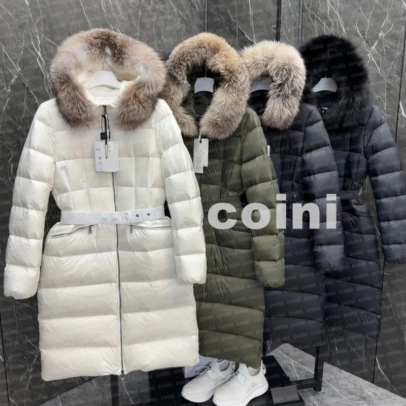 Womans coat Designer jacket winter boed long down jackets Self-cultivation fur coats real raccoon hair collar Puffer jacket short parkas with belt lady outerwear