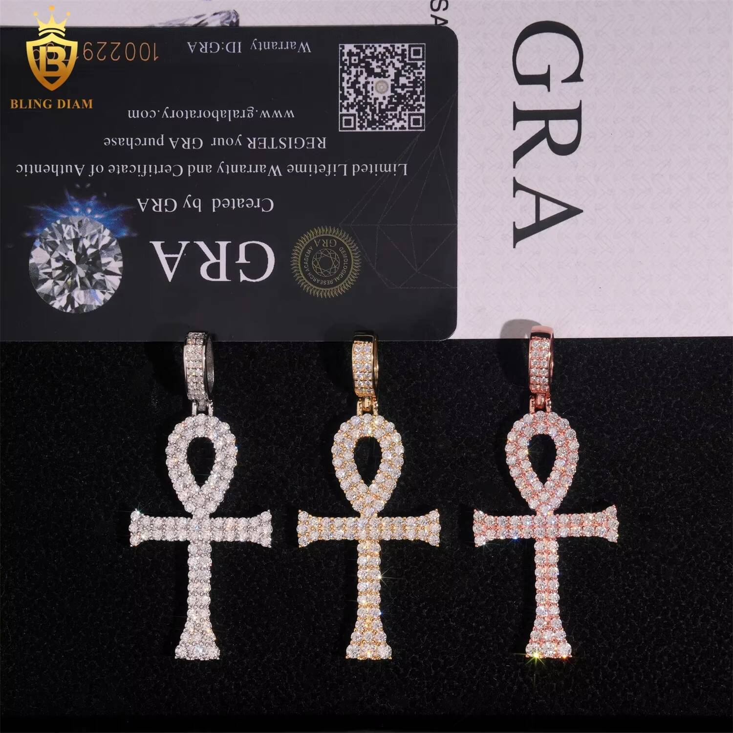 High Quality Fashion Jewelry 925 Sterling Silver Diamond VVS Moissanite Cross Pendant