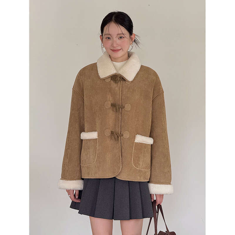 Retro imitation lamb fur coat, women's winter new fur one-piece top