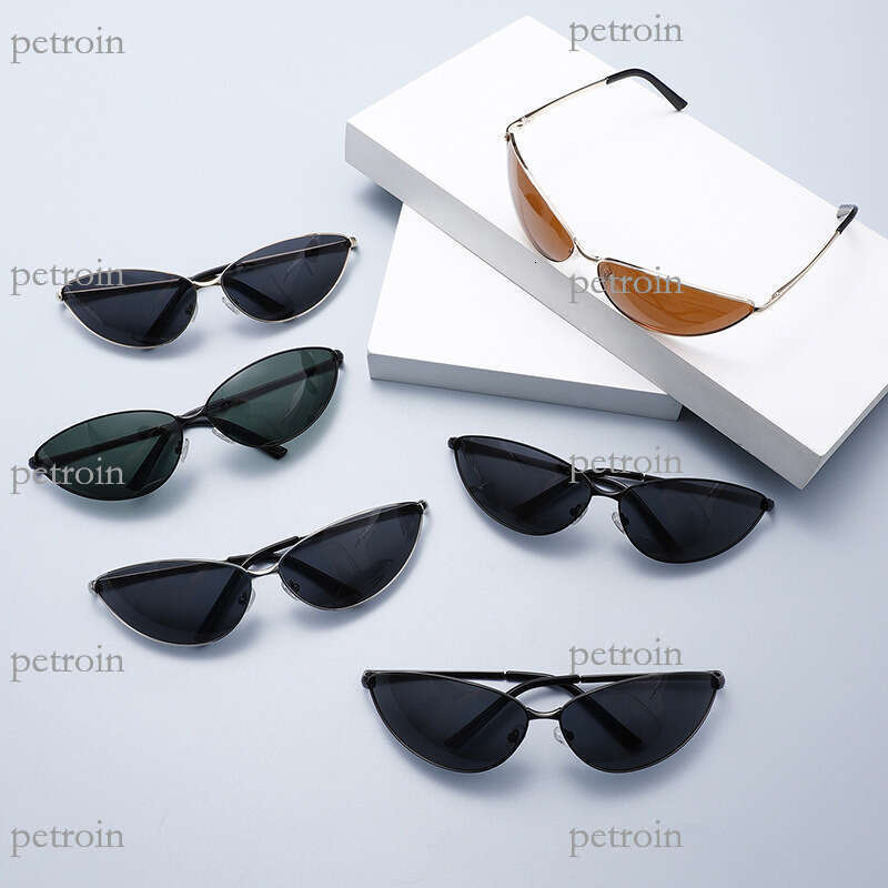 New Trendy Personality Polarized Metal Cat Eye Spring Hinge Sunglasses Future Y2K Hot