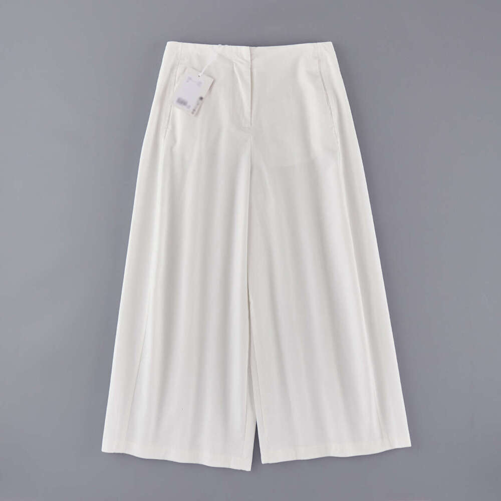 Summer Fashionable Comfortable Loose Barrel High Waist Wide Leg Eight-Point Casual Pants B5