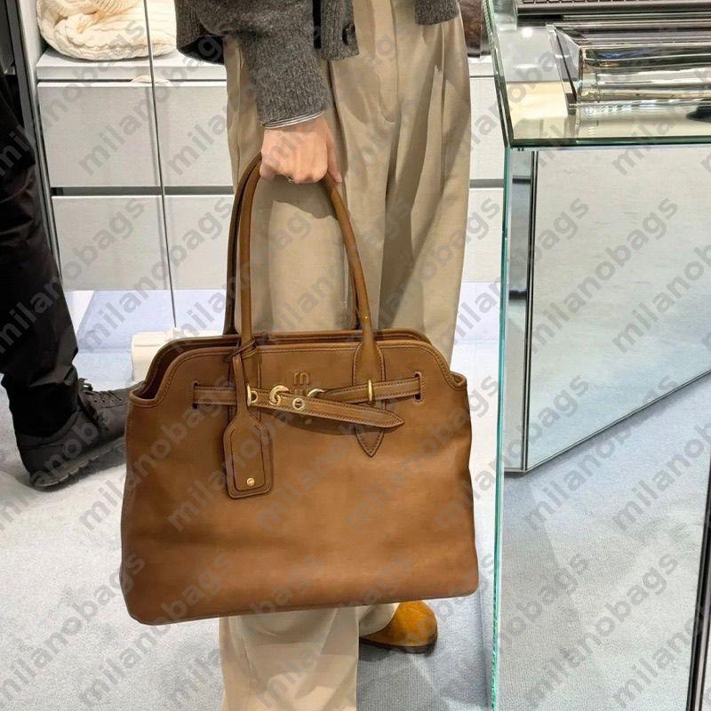 Womens Designer One Shoulder Tote Bag Luxury Large Capacity Shopping Bag Retro Style One Shoulder Bag -12 Open Mouth Leather Bags Ladies DLD2508152