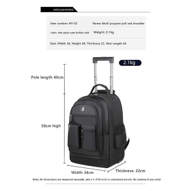 Rolling Backpack for Adults Travel Laptop Backpack with Wheels Carry on Luggage for Business Trip College Commute X250815