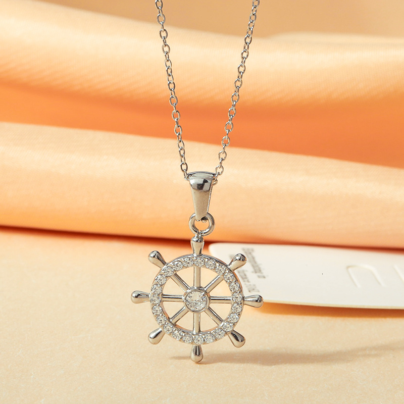 Punk Style Hip-Hop Anchor Simple Necklace Non-Fading Women Summer High-End Zircon Exaggerated Jewelry for Women