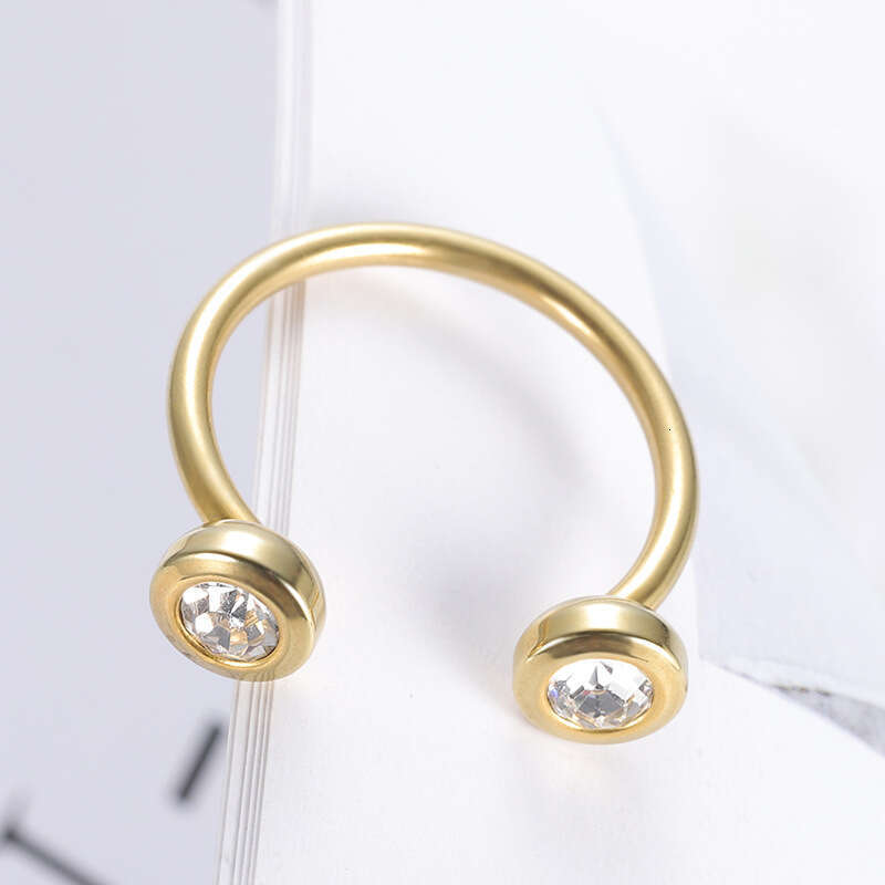 Stainless Steel Zirconia Ring - Minimalist Geometric Band in Gold/Rose Gold/Silver | Unisex Stackable (CFR3363)