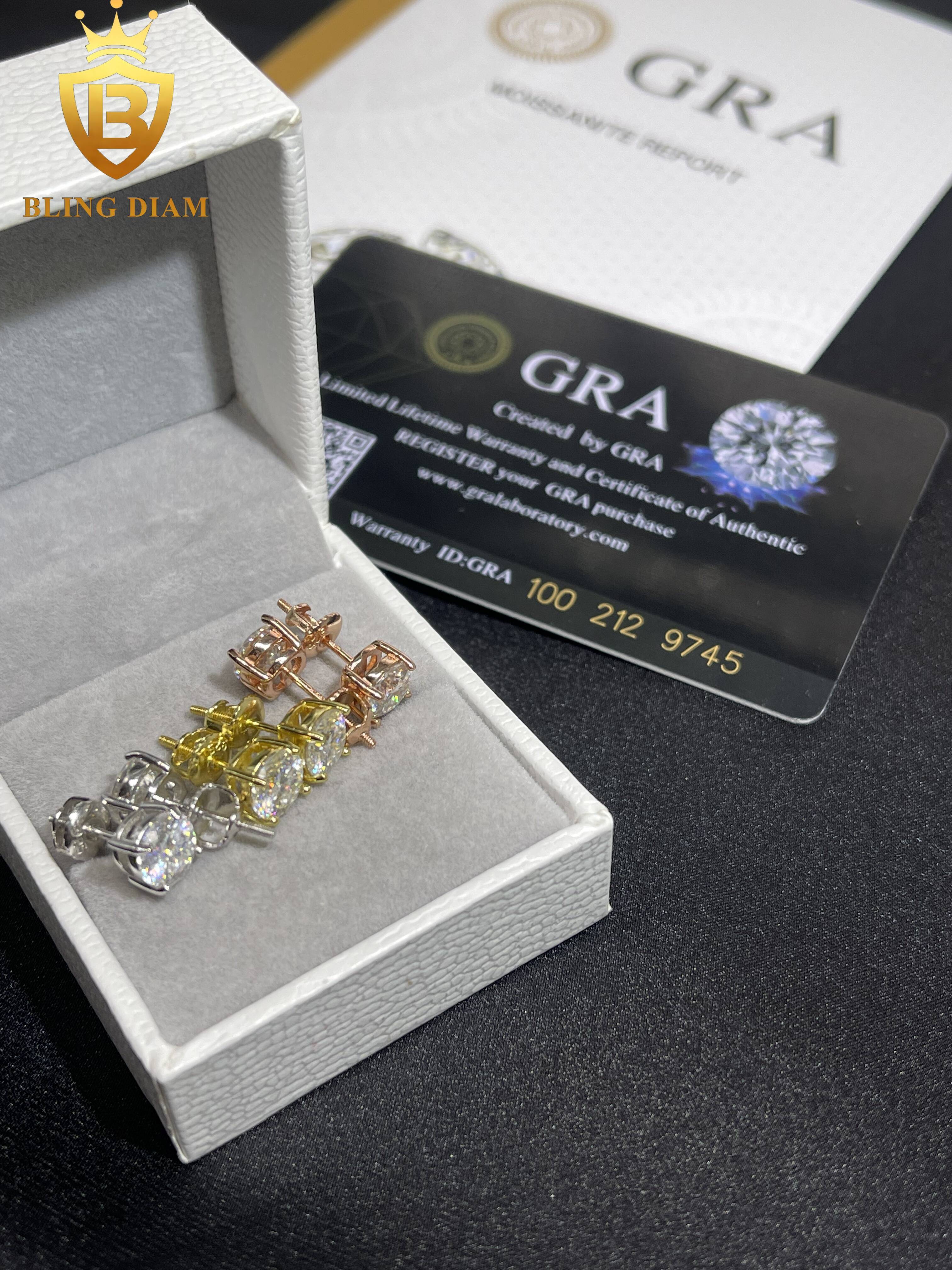 6.5mm Fine Jewelry Iced Out Jewelry Solid 925 Sterling Silver VVS Moissanite Pass Diamond Tester Earrings Women