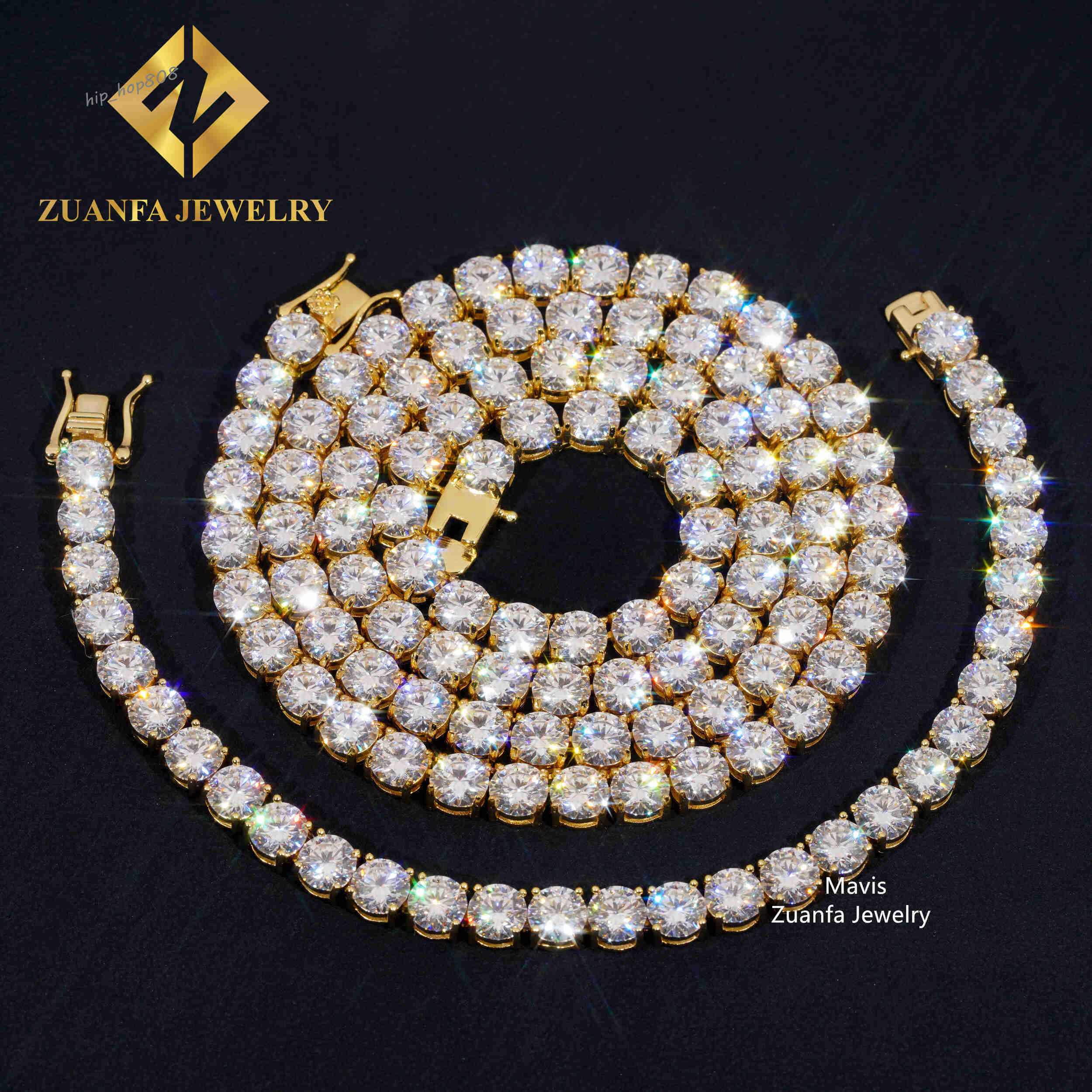 Dropshipping Men Women Popular Moissanite Bracelet 925 Silver 2MM to 6.5MM Hip Hop Moissanite Tennis Chain Bracelet