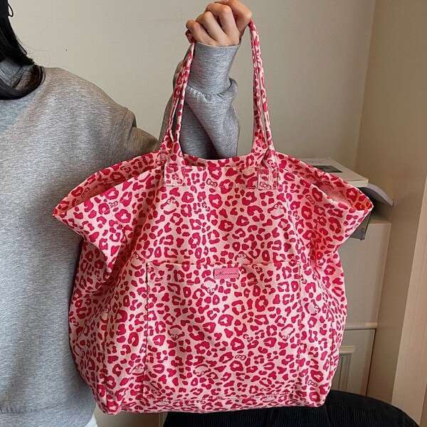Large Tote Capacity Leopard Print Canvas for Bags Designer Women 2025 Autumn New Lazy Style Design Versatile Shoulder Underarm Bag