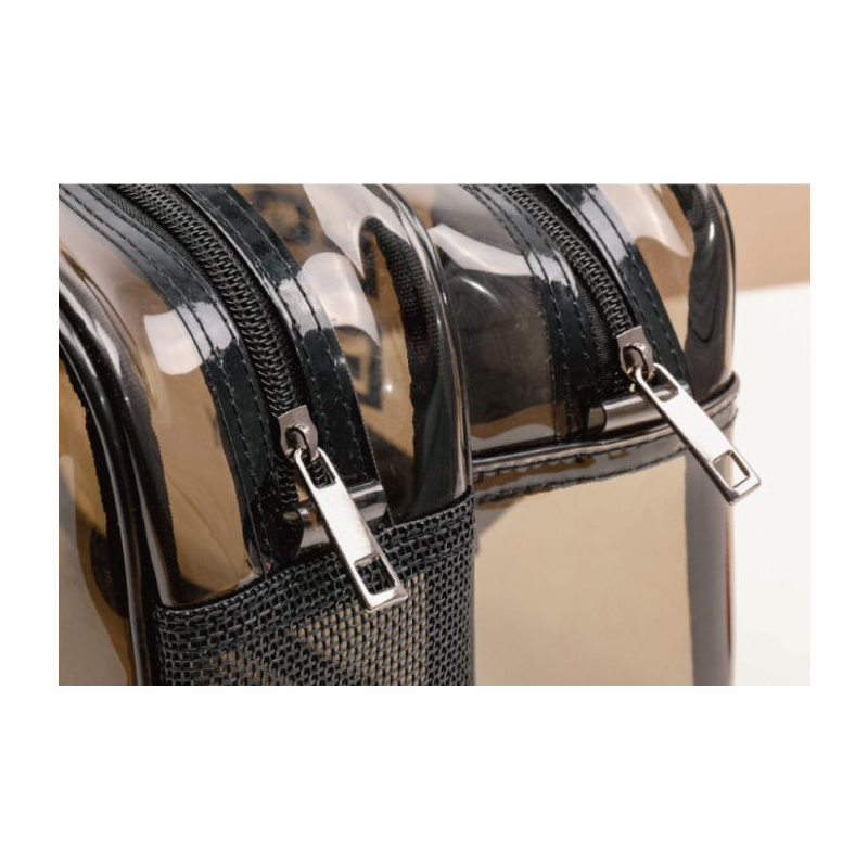 Fashionable and lightweight PVC double-layer makeup bag large-capacity dry-wet separation makeup storage bag cosmetics toiletry bag double-layer bathi