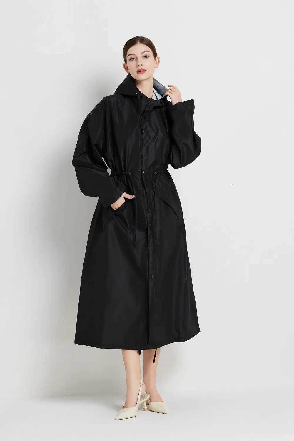 NEW Extended Length Windproof Raincoat Unisex Waterproof Motorcycle Poncho Outdoor Thickened Hooded for Biker Adult Y250814