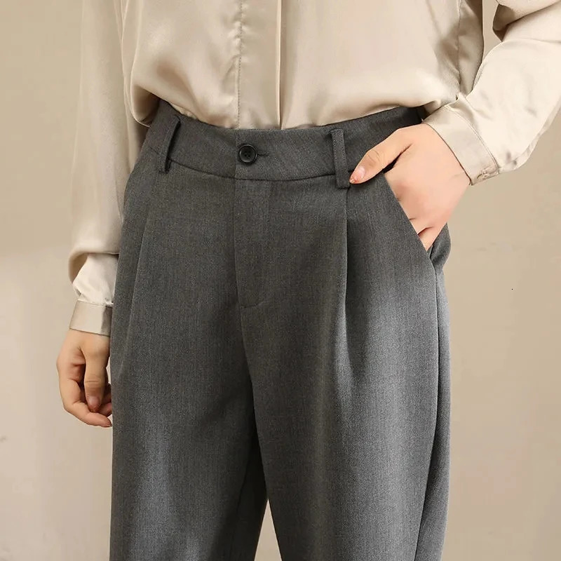 Straight Black Solid Casual High Waist Formal Office Lady Womens Suit Pants Korean Fashion AnkleLength For Women 2024 250808