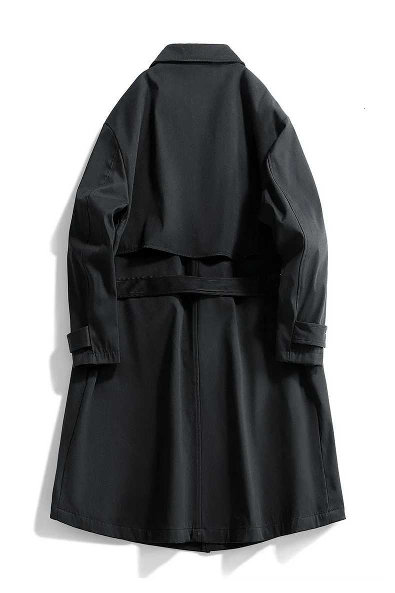 Mens Long Trench Coat Military Green Slim Fit Double Breasted Notched Lapel Jacket Windbreaker Spring Autumn Casual Outdoor Coat W250815