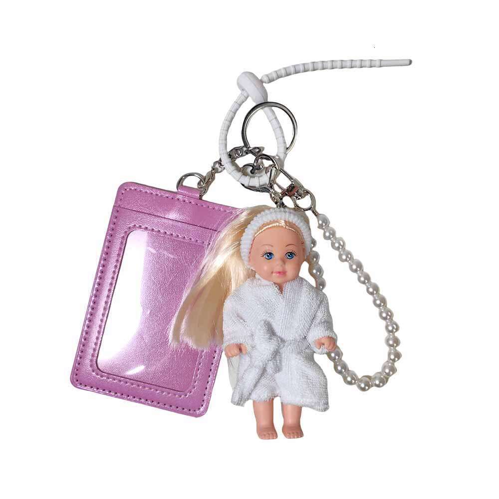 INS Style Cute Bathrobe Imitation Doll OBJ Figurine Work ID Card Holder Girl Bag Pendant