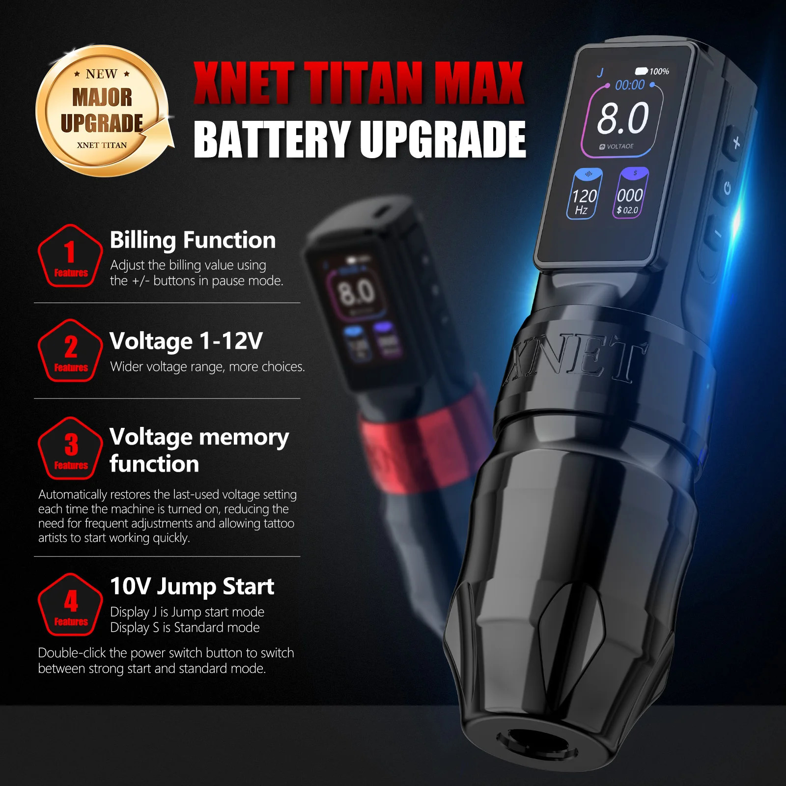 Xnet Titan Max Wireless Tattoo Machine Rotary Pen Coreless Motor 2400m MultiFunction Touchscreen Battery 112V for Artist Body 250809