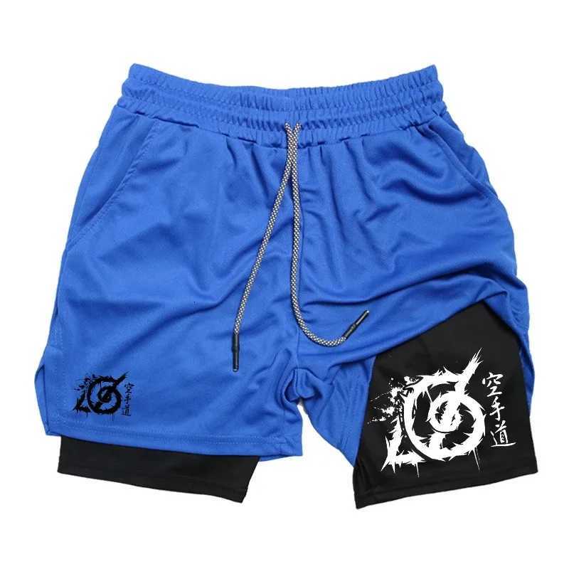 Karate Graphic 2 in 1 Workout Running Shorts for Men Gym Athletic Sport Shorts with Compression Liner Phone Pocket Towel Loop Y250814