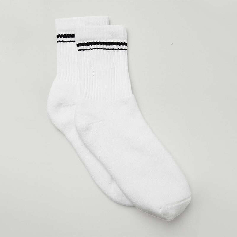 Double Bar Mid-Calf Solid Color Cotton Casual Fashion Street Unisex Trendy Couple Socks