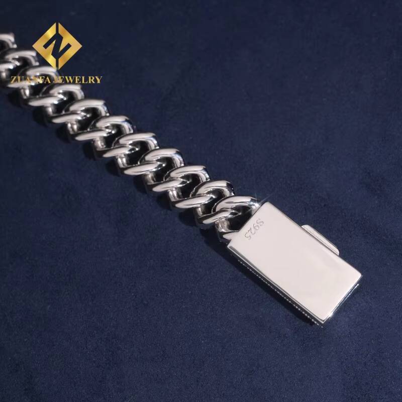 Hot Sale Jewelry Hip Hop 12mm Mens 925 Sterling Silver Lab Diamond Iced Out VVS Moissanite Cuban Link Bracelet