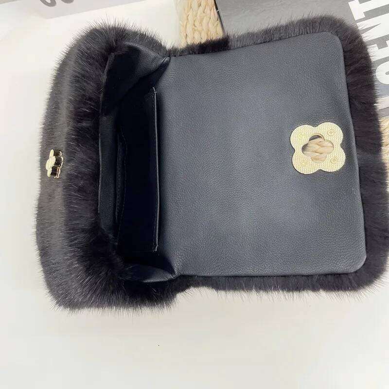 Designer bag 52 Real Mink Winter Natural Fur For Women Single Shoulder Chain Fashion Crossbody Handbag Evening Party Bag