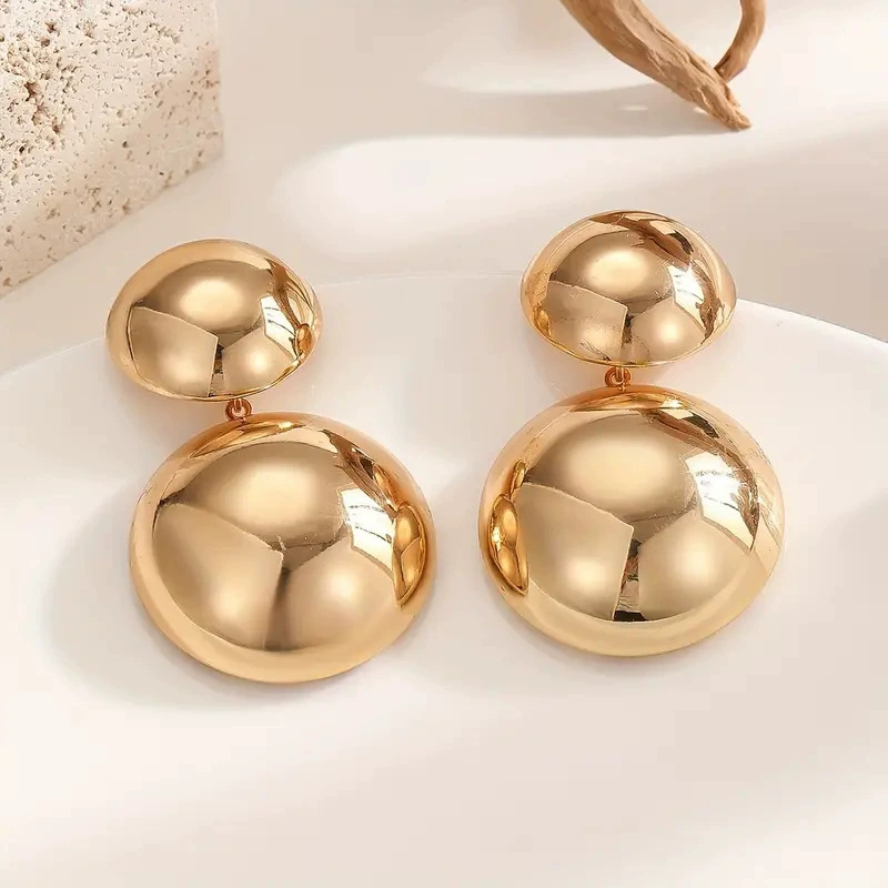 Chic Large Round Studs with Glossy Finish Perfect for Everyday Wear