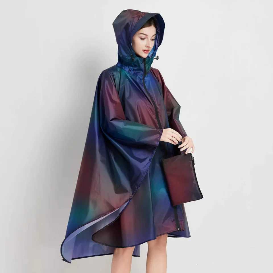 Fashion Big Size Women Colorful Raincoat Rain Coat Poncho Ladies Waterproof Biker Cloak Raincoats Adults Windproof Rainwear Y250814